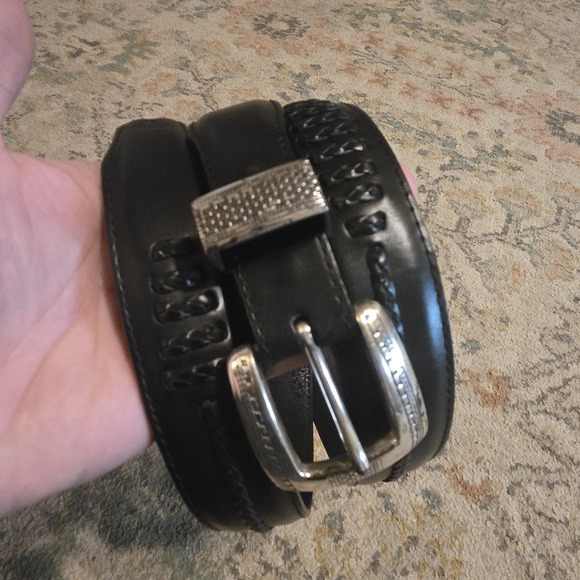Brighton Other - Brighton Men's Vintage Onyx Leather Belt 74803 Size 42 Silver Tone Buckle Black